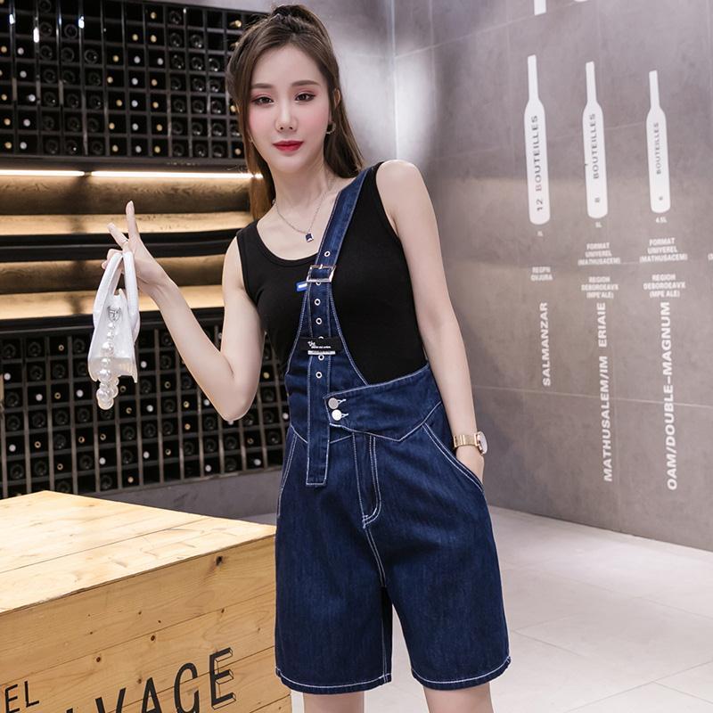 Small new one-shoulder denim shorts women's 2022 summer new five-point pants loose high-waisted wide-leg pants