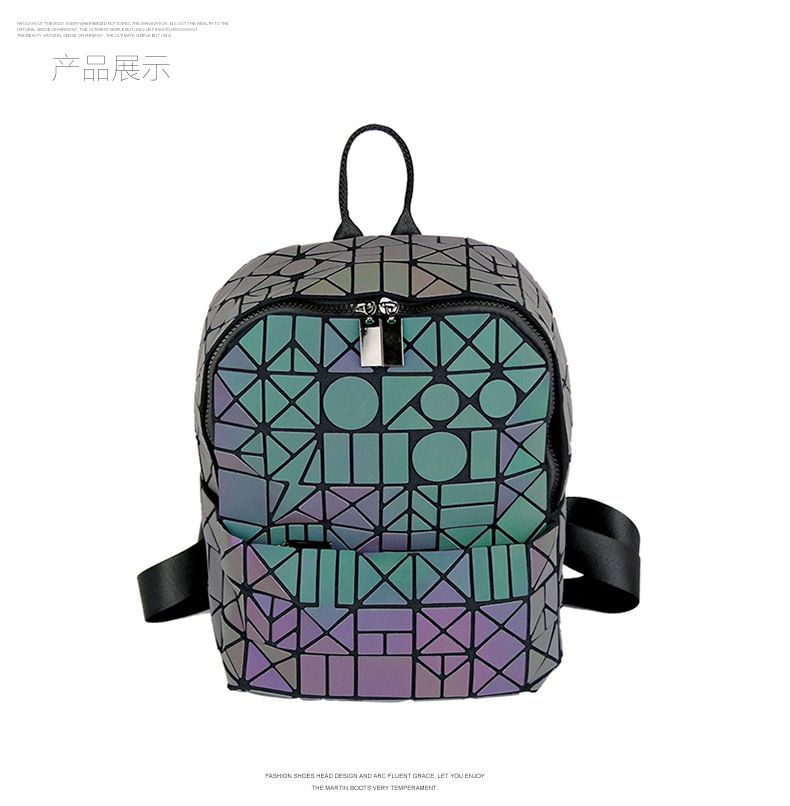 Geometric Rhombic Luminous Color-Changing Material Student Schoolbag Korean Version Male And Female Couple Backpack