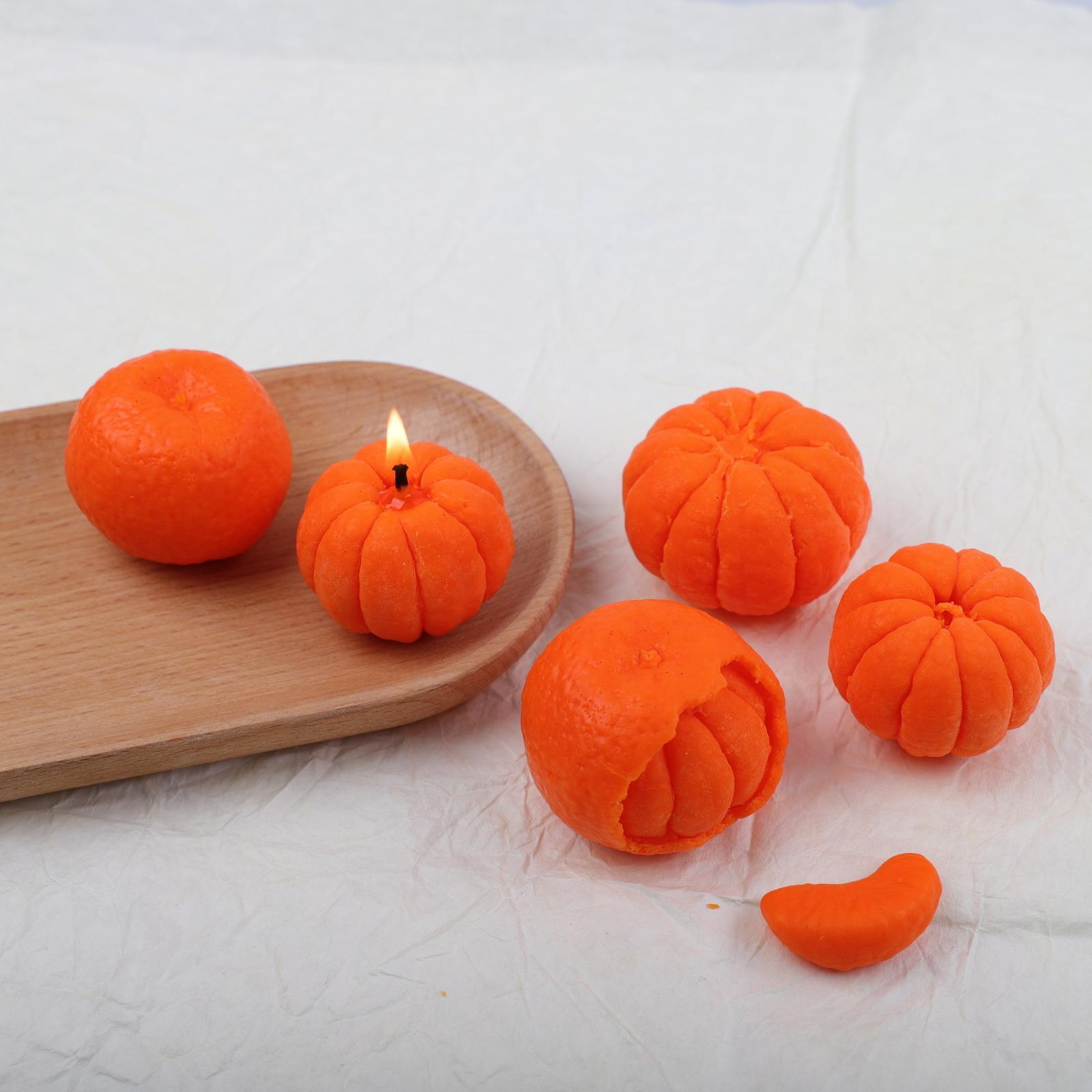 新款手工diy橘子造型杯蜡装饰模具 创意剥皮橘子香薰蜡烛硅胶模具