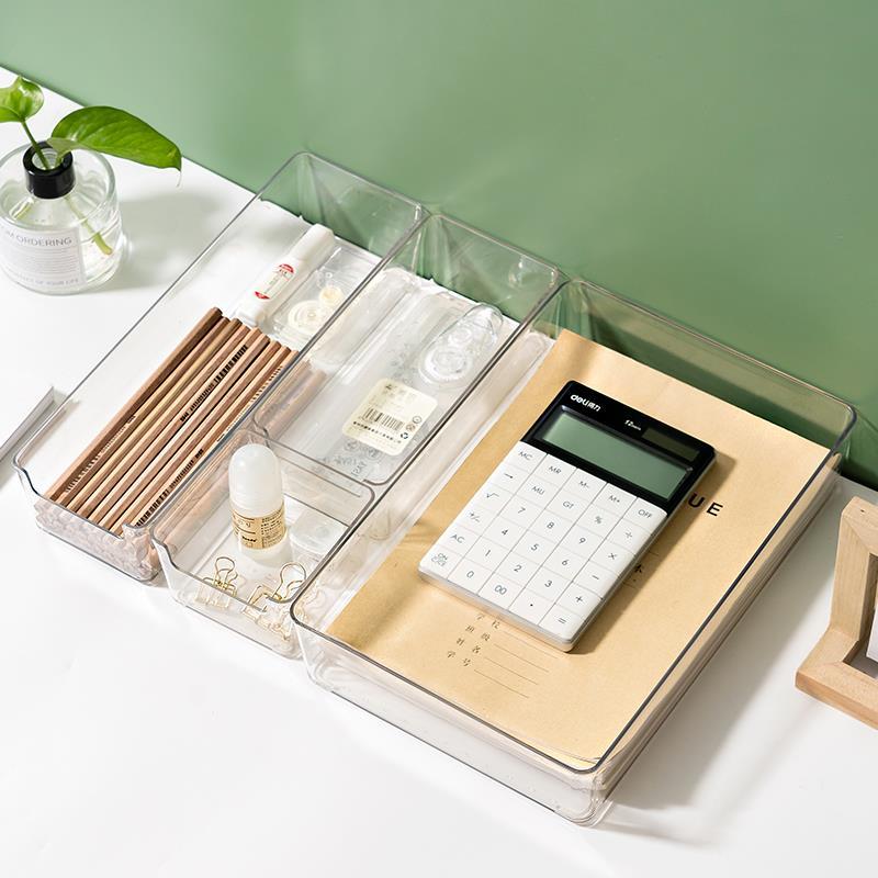 Desktop drawer storage box long strip built-in partition box narrow and long stationery small box partition transparent divider artifact