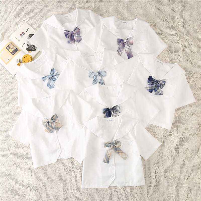 Sailor suit jk shirt short-sleeved women's basic summer original genuine uniform Kanto Kansai lapel white without this top short section