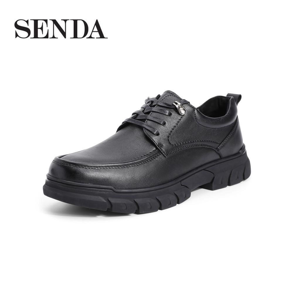 SENDA 森达 2021冬季新款专柜同款时尚青年户外厚底男休闲皮鞋1WM14DM0