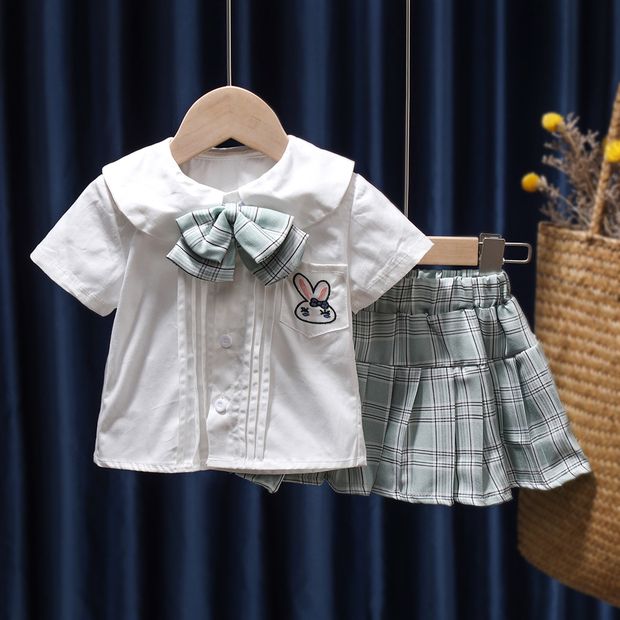 女童夏装套装短袖夏季新款儿童裙子学院风宝宝jk制服两件套潮