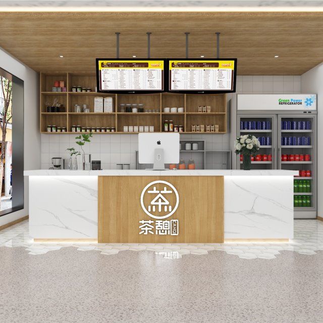 简约现代奶茶店收银台小型店铺水吧台桌水果店服装店柜台转角定制