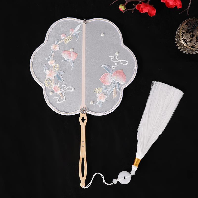 古风宫扇古典刺绣花扇子中国风长短柄圆异形团扇绣花扇汉服舞蹈扇 10天内发货 虎窝拼