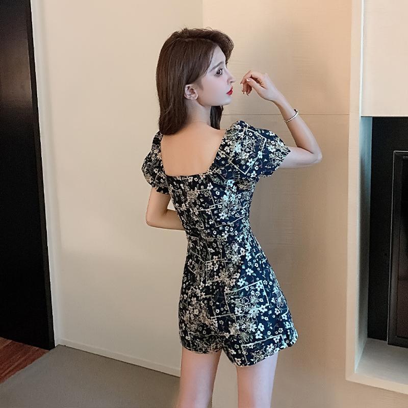 Summer new short 150 significantly taller 145 petite women's clothing 155 puff sleeve one-piece casual pants wide-leg shorts