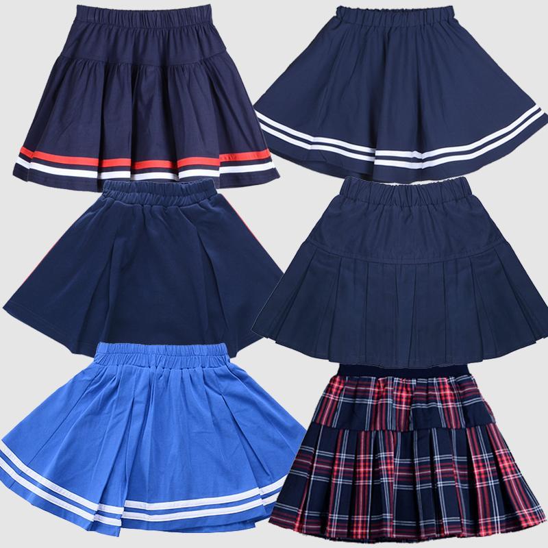 Girls' school uniform skirt navy blue school uniform pants pleated skirt cotton summer children's skirt women's college style summer dress