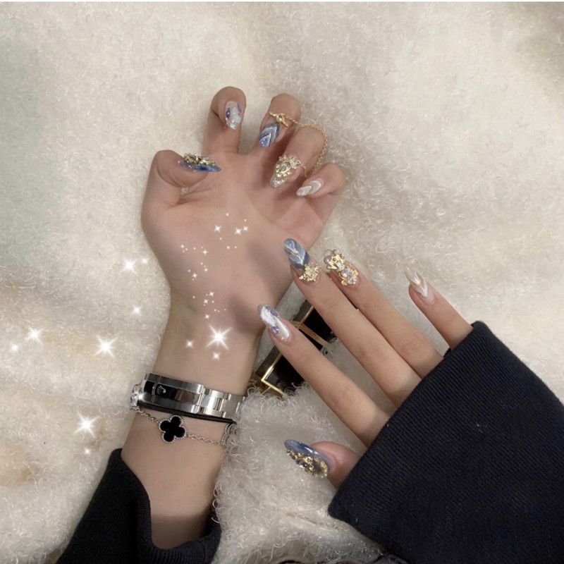Manci hand-wearing nail art chain Internet celebrity same style whitening high-end customized nail chip phototherapy finished product waterproof bride