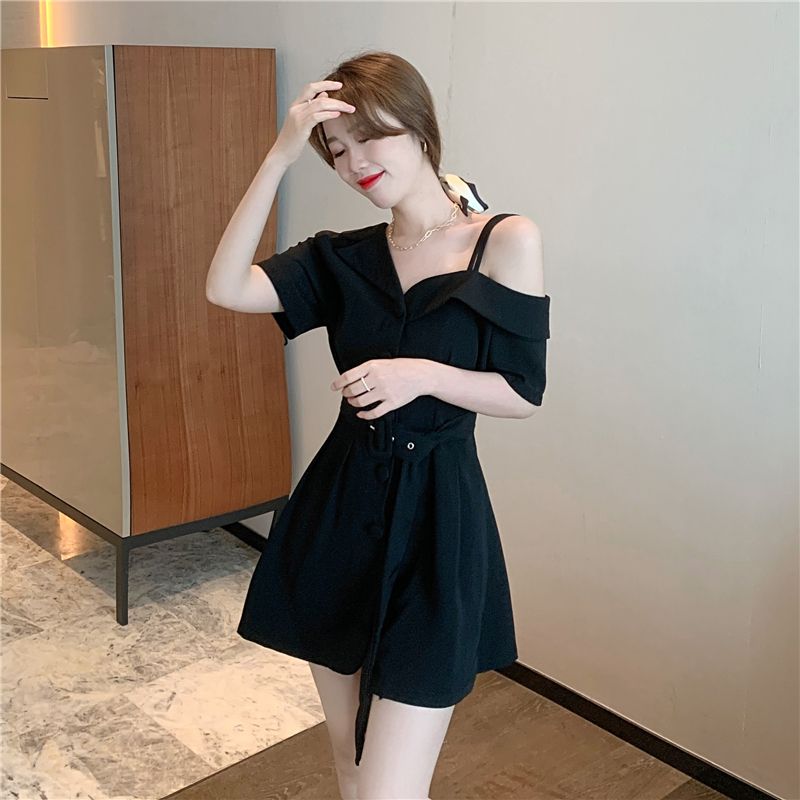  new summer women's off-shoulder suit skirt with waist and slimming temperament dress salt style street skirt