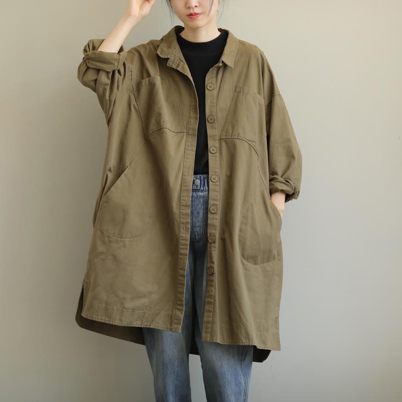 Loose large size spring and autumn windbreaker women's mid-length autumn women's coat women's 2023 new long-sleeved tops women's fashion