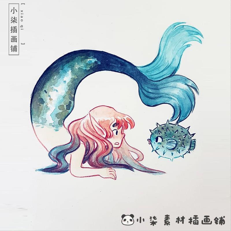 leam水彩卡通人物插画电子图卡通人物水彩插画手绘绘画临摹插画图