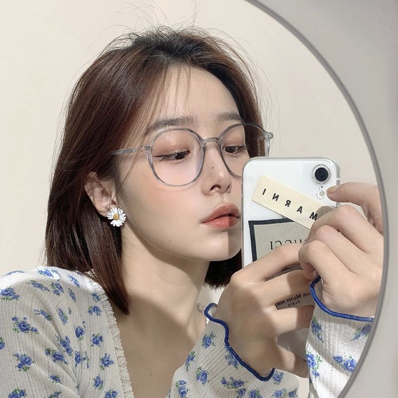 Net red plain mirror Korean version of myopia degree anti-blue light anti-radiation glasses women's fashion square small frame glasses frame