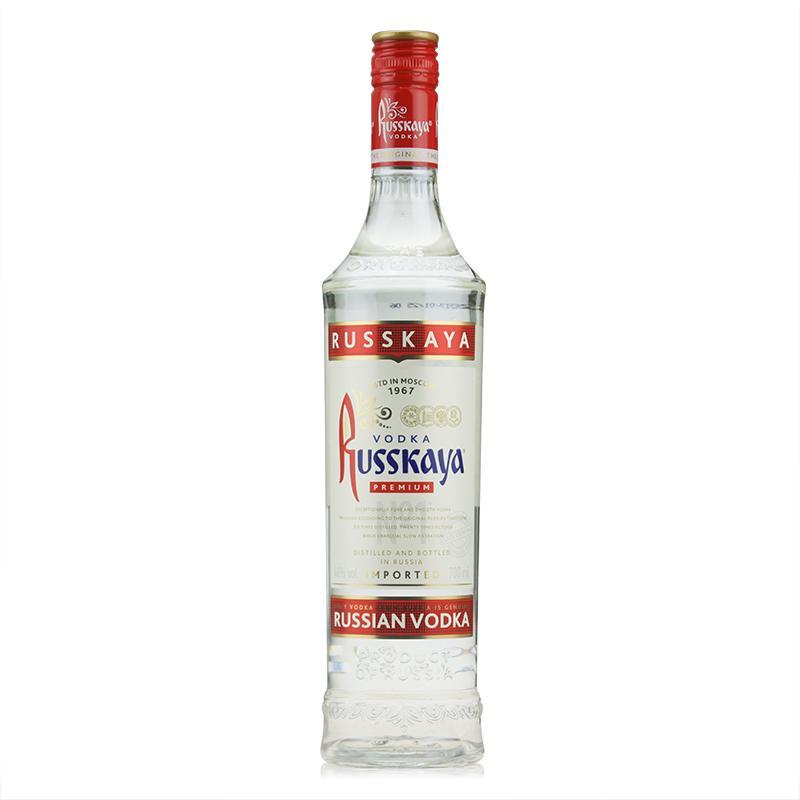 洋酒 俄罗斯红牌伏特加40度 俄红伏特加 原装russkaya 700ml【7天内