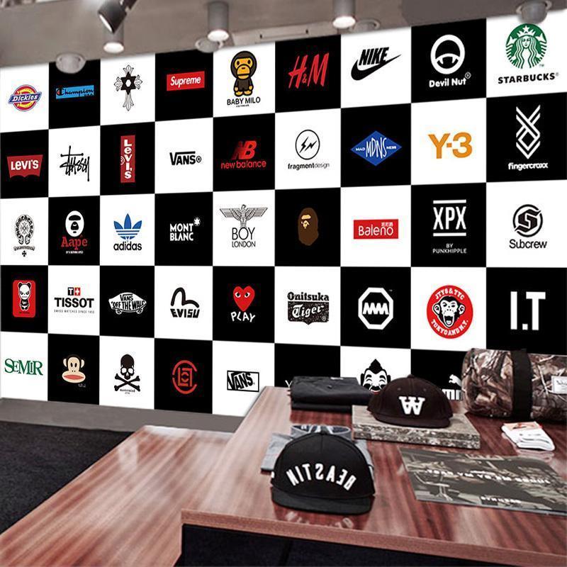 墙纸墙面潮牌logo背景个性时尚潮流时装品牌装饰壁画服装店铺壁纸【3