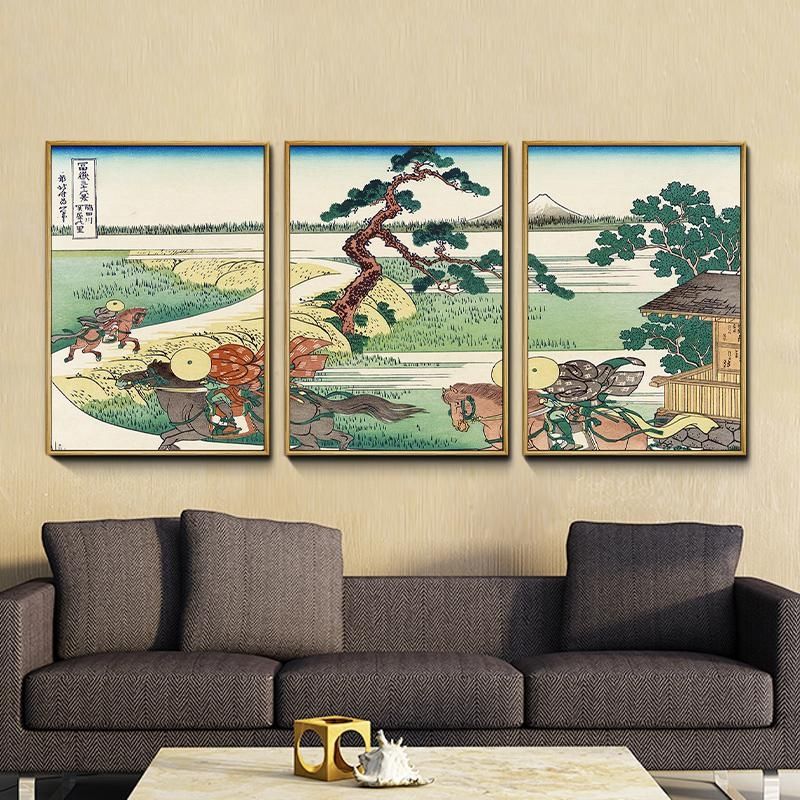 日本浮世绘葛饰北斋名画餐厅日式装饰画神奈川冲浪富士山海浪挂画