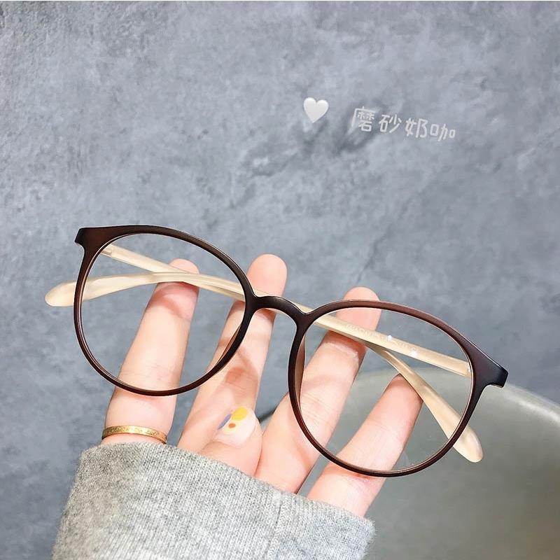 Korean version of ins glasses female Douyin net red small face plain face literary glasses frame retro round frame can be equipped with myopia mirror