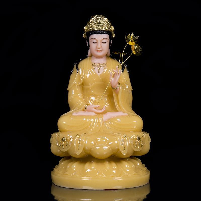 汉白玉黄玉石雕大势至菩萨居家供奉大势至寺庙庄严供奉摆件包邮【2月
