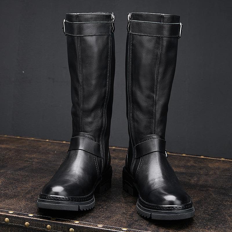 班比帝伦冬季高筒工装马丁靴男高帮真皮英伦复古机车皮靴子男马靴