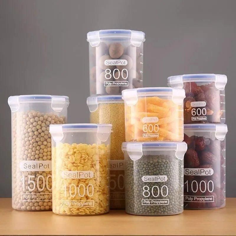 厨房保鲜塑料密封罐茶叶罐子五谷杂粮储物盒子塑料家用零食收纳A