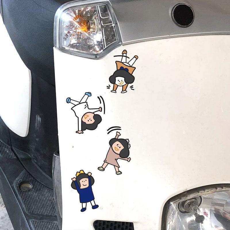 Cute girl somersault animation decoration body car sticker electric car motorcycle cover scratch sticker painting