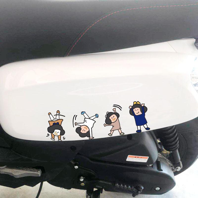 Cute girl somersault animation decoration body car sticker electric car motorcycle cover scratch sticker painting