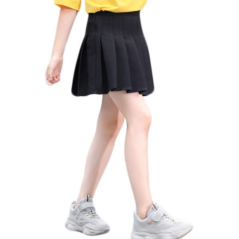 Girls' pleated skirt summer children's college style black half-length skirt middle and big children's summer short-sleeved skirt suit girl