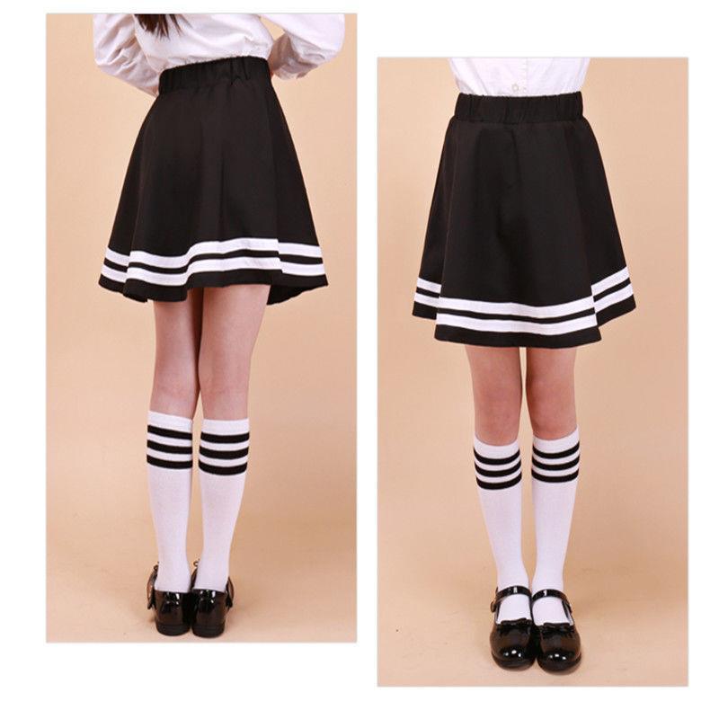 Girls' pink A-line skirt, big boy's pleated skirt, girl's short skirt, elementary school students' school uniform skirt, black waist skirt