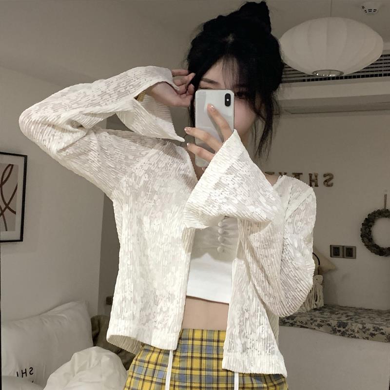 Large size fat MM shawl summer lace sunscreen women's cardigan top with sunscreen women's thin smock jacket