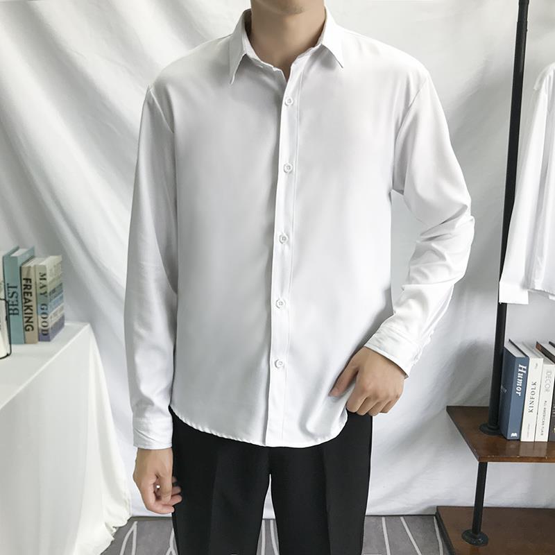 Long-sleeved shirt men's spring and autumn youth white shirt all-match loose student casual trend business work jacket