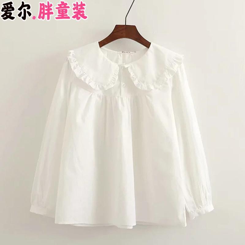 Fat girl's loose doll shirt spring and autumn Korean version of the princess style blouse plus fat and large children's long-sleeved shirt