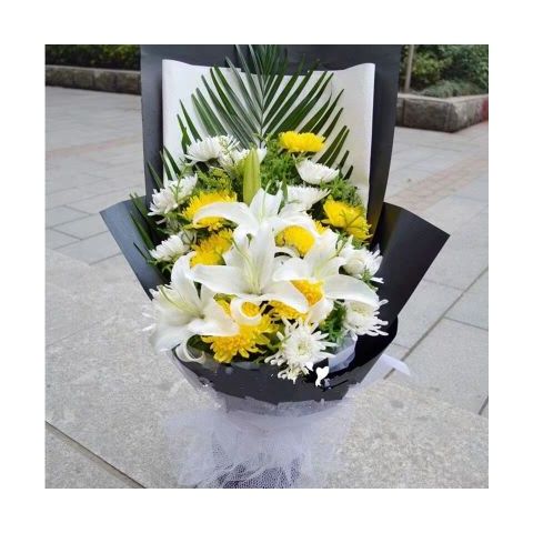 清明节扫墓鲜花速递上坟祭奠祀追悼黄白菊花束丧事花篮合肥同城店