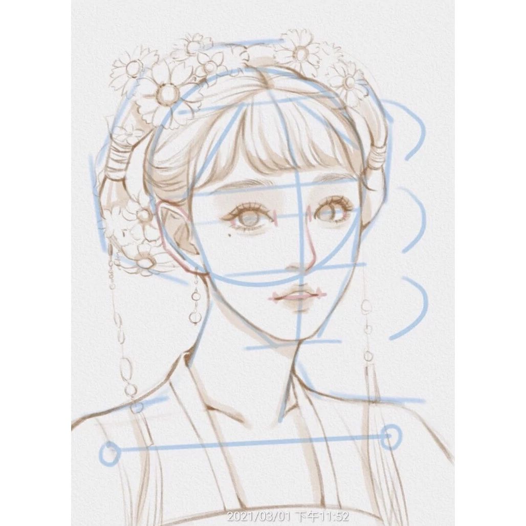 第二期线稿 一期水彩风团练课程 ipad人物头像插画板绘教程