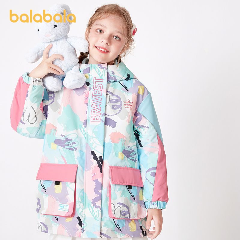 Balabala Girls Children's Coat Spring and Autumn New Coat Two-piece Set Medium and Big Children's Trendy Cool Tops