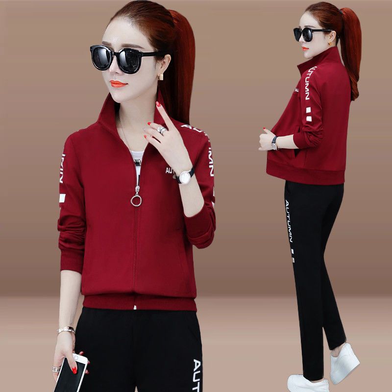 Middle-aged mother's sportswear three-piece set women's spring and autumn  new sweater loose large size casual wear suit