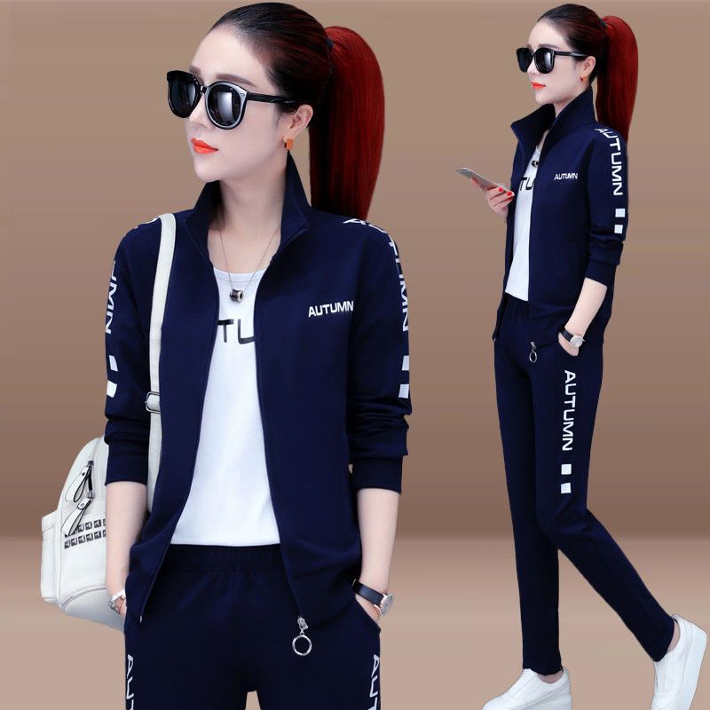 Middle-aged mother's sportswear three-piece set women's spring and autumn  new sweater loose large size casual wear suit