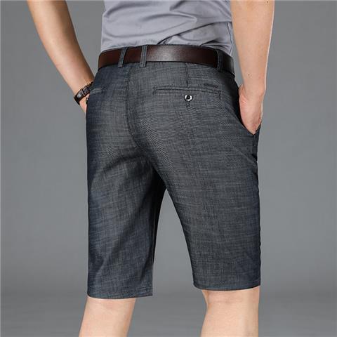 Baiyuan pants industry summer thin tencel denim shorts men's loose straight five-point pants high waist middle-aged pants