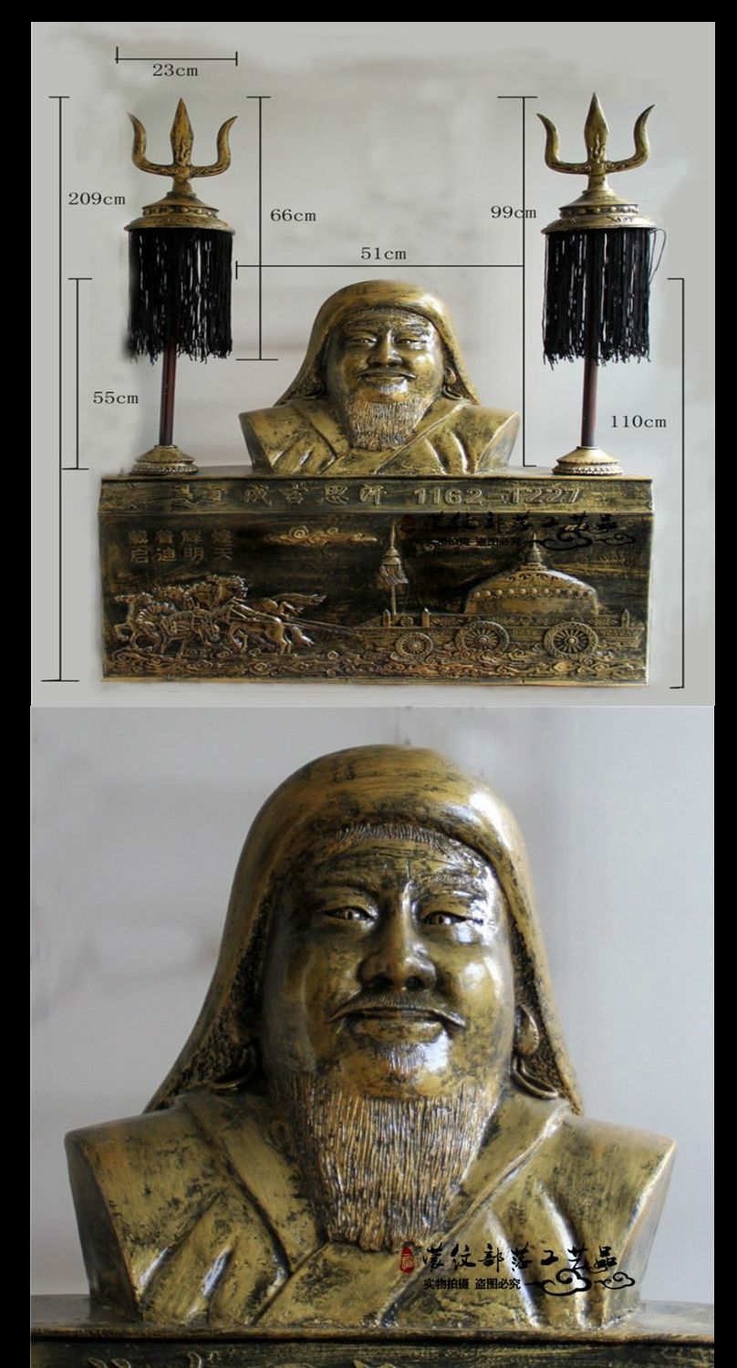 成吉思汗玻璃鋼雕塑擺臺蘇力德成吉思汗戰旗大型蒙古包餐廳道擺件