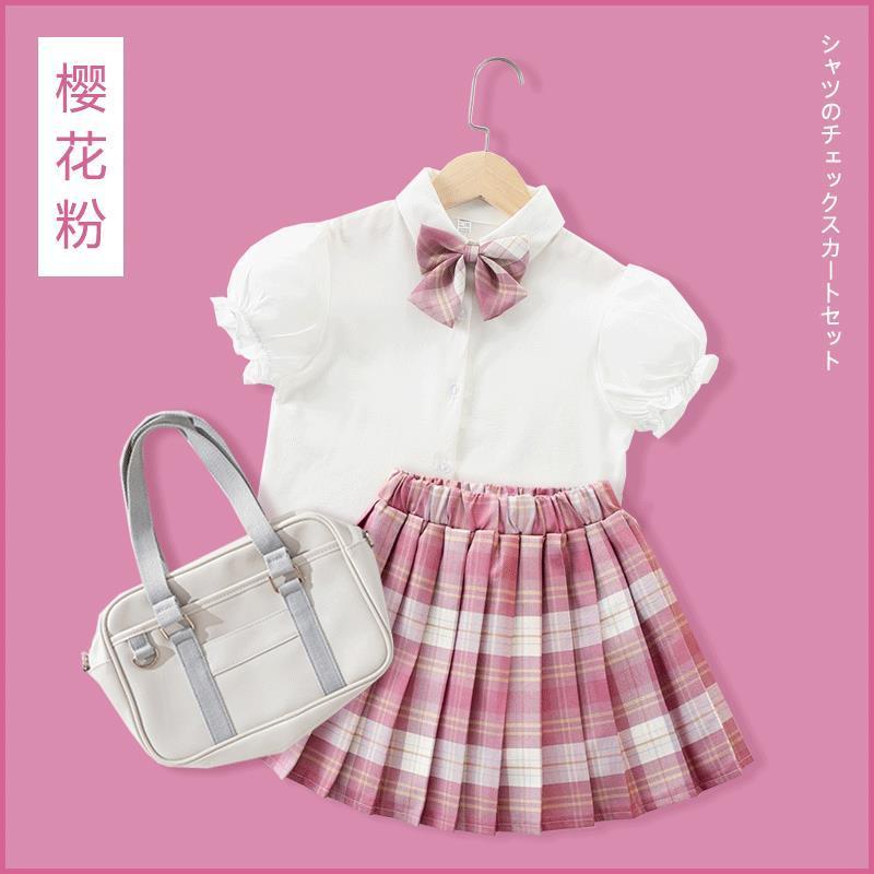 兒童jk制服裙全套裝女童夏季正版學院風百褶裙小學生夏裝日系校服