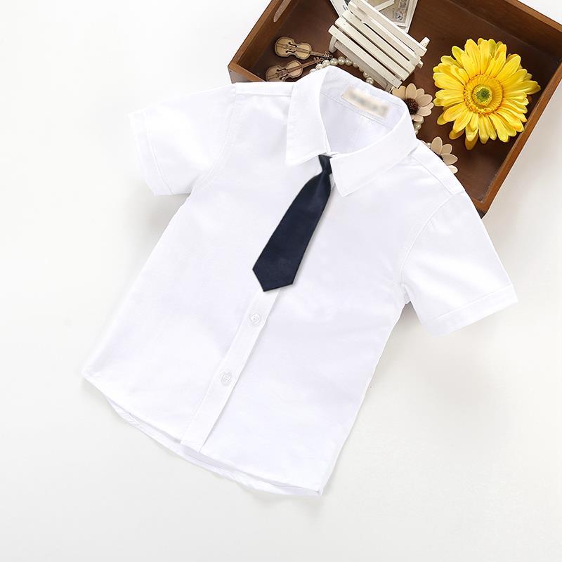 男童白衬衫短袖夏季薄款纯棉儿童白色半袖衬衣全棉小学生表演出服