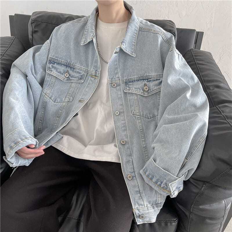 Spring and autumn denim jacket men's new handsome loose trendy brand student jacket Korean fashion top clothes