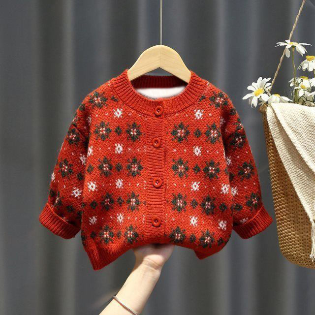 女童毛衣开衫2023秋冬新款网红宝宝洋气针织衫上衣婴小童时髦外套