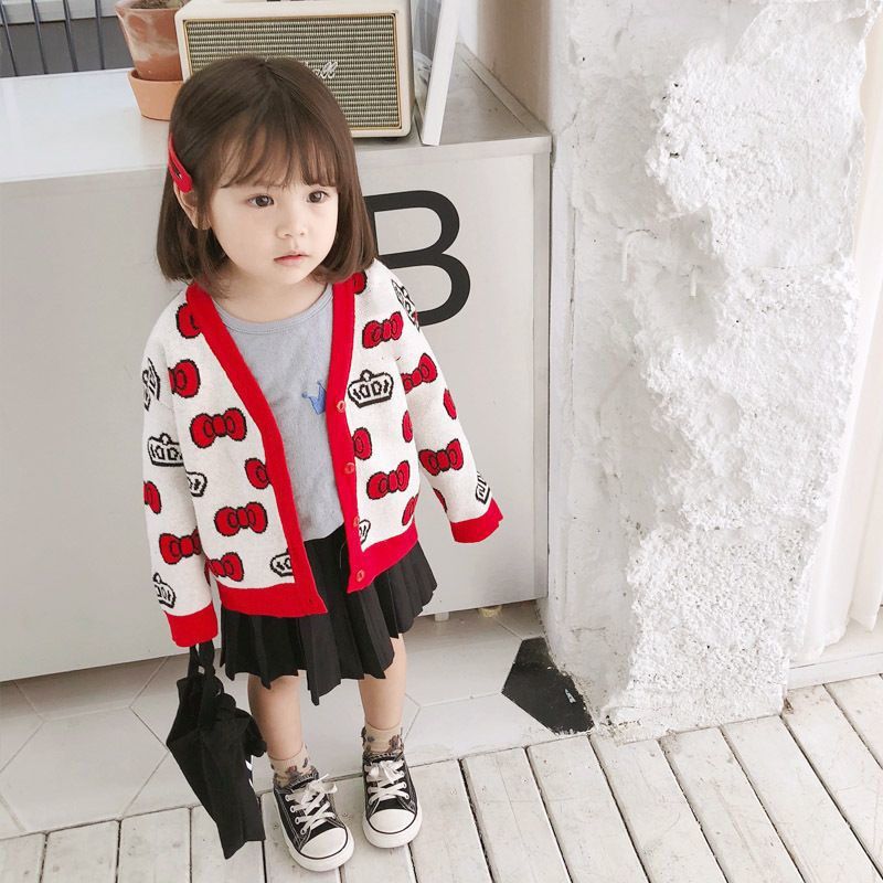 Girls Sweater Cardigan  New Women's Autumn Clothing Western Style Korean Style Children's Clothing Baby Autumn Sweater Jacket