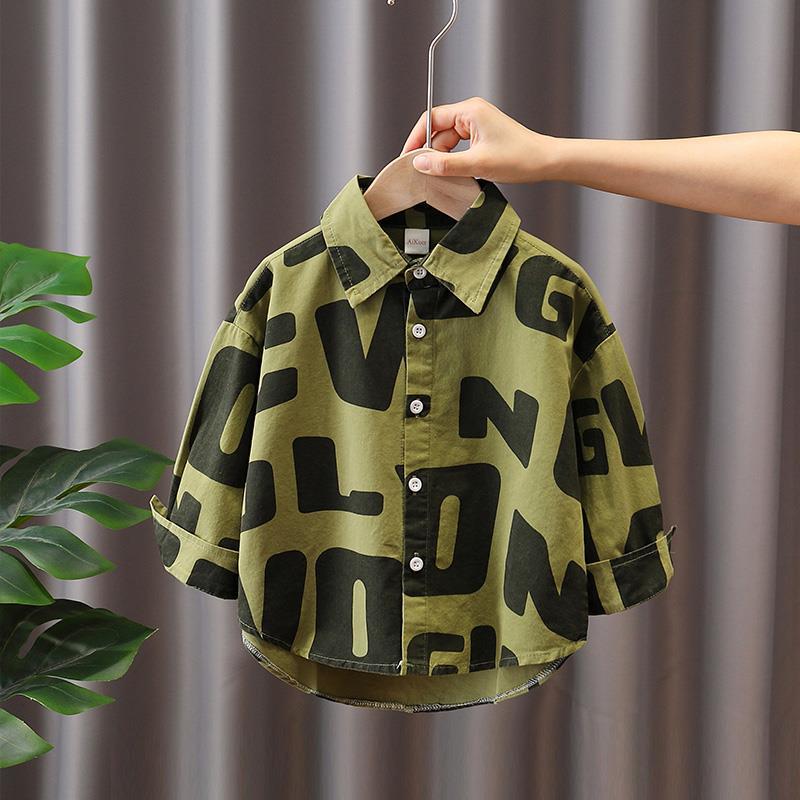 Boys' shirt long-sleeved autumn clothes new small and medium-sized children's spring and autumn foreign style Korean style tops children's clothing jacket tide