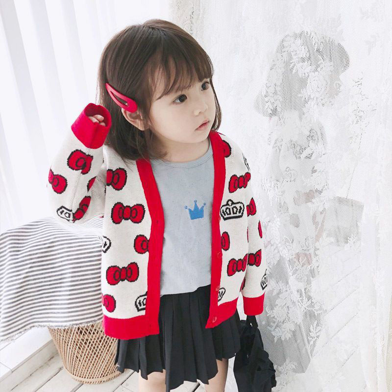 Girls Sweater Cardigan  New Women's Autumn Clothing Western Style Korean Style Children's Clothing Baby Autumn Sweater Jacket