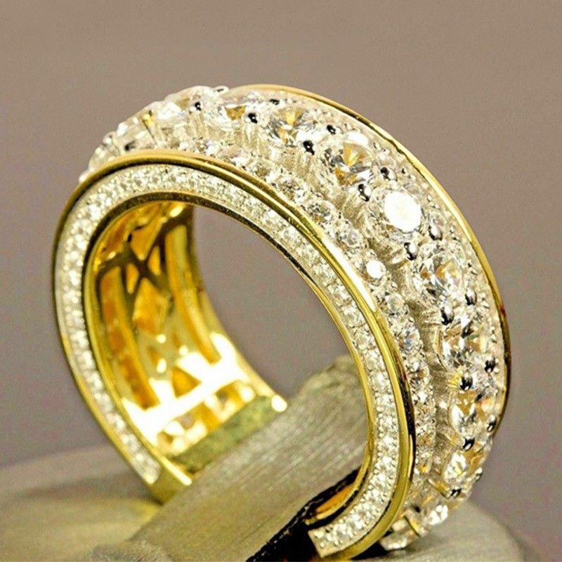 Full Diamond Round Hollow Gold For Women, Luxurious Trendy Diamond-studded Simple Versatile Elegant Women's Ring, Index_voghion.com