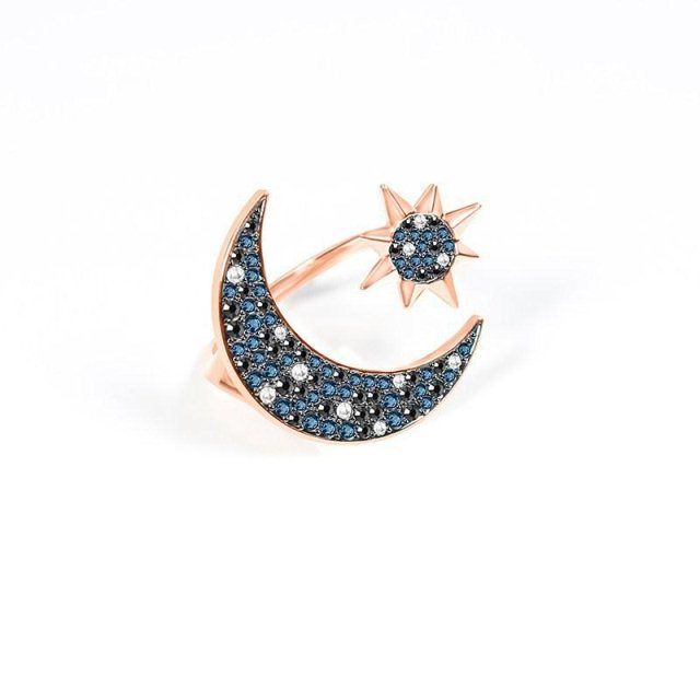 womens rings romantic love star moon ring crystal star moon