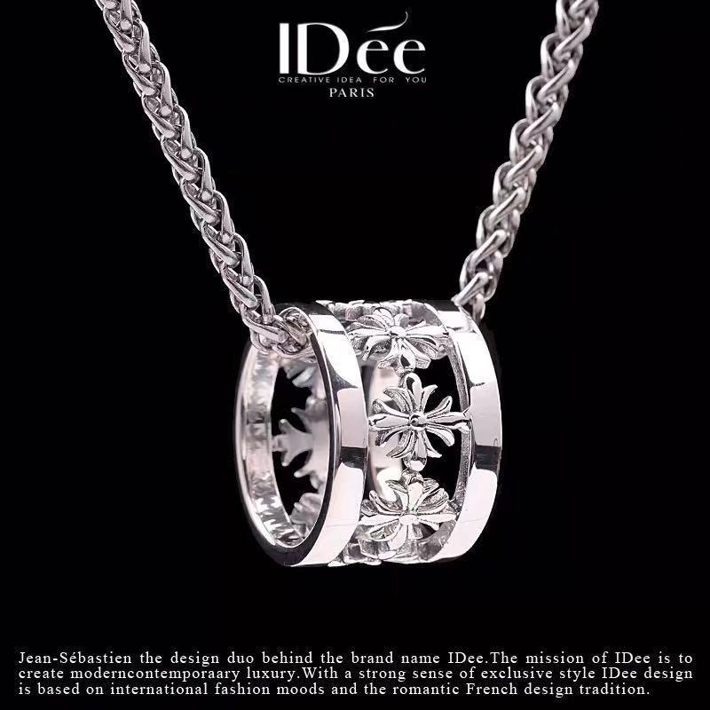 转运珠吊坠s925银十字架吊坠项链复古个性饰品情侣女生送男生礼物