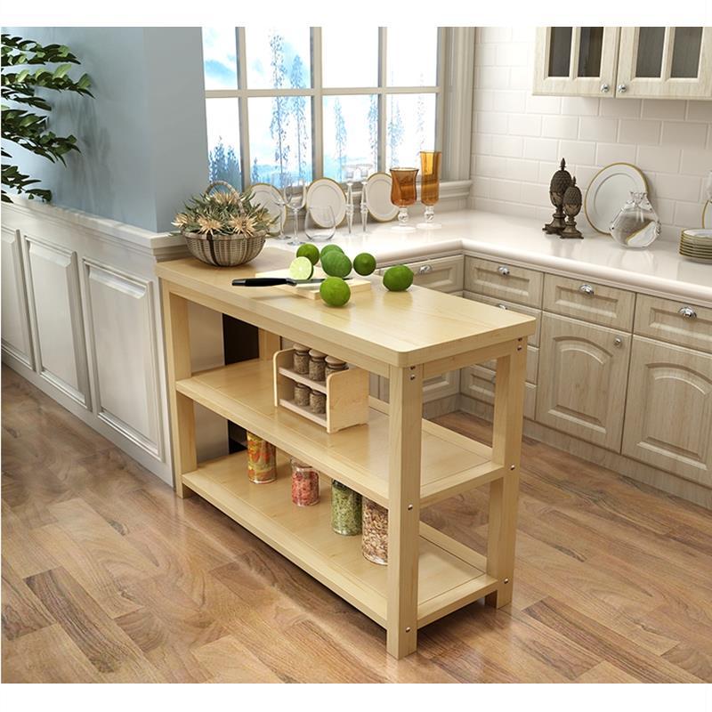 厨房桌子操作台实木家用双层多层储物桌长桌简易木桌子定做切菜桌