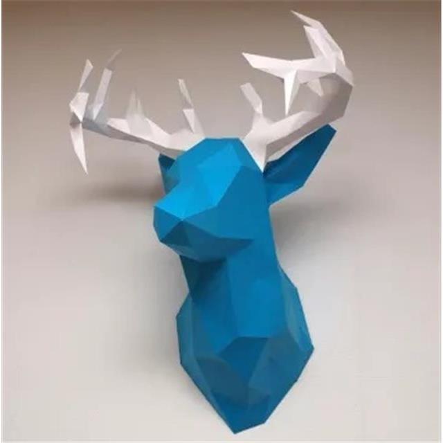鹿头 几何折纸3d立体纸模型纸雕刻立体构成diy手工创意摆件