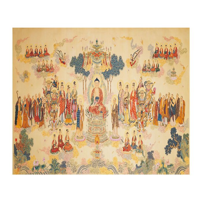 唐卡千佛佛祖释迦牟尼佛壁纸说法图图壁画佛堂佛教